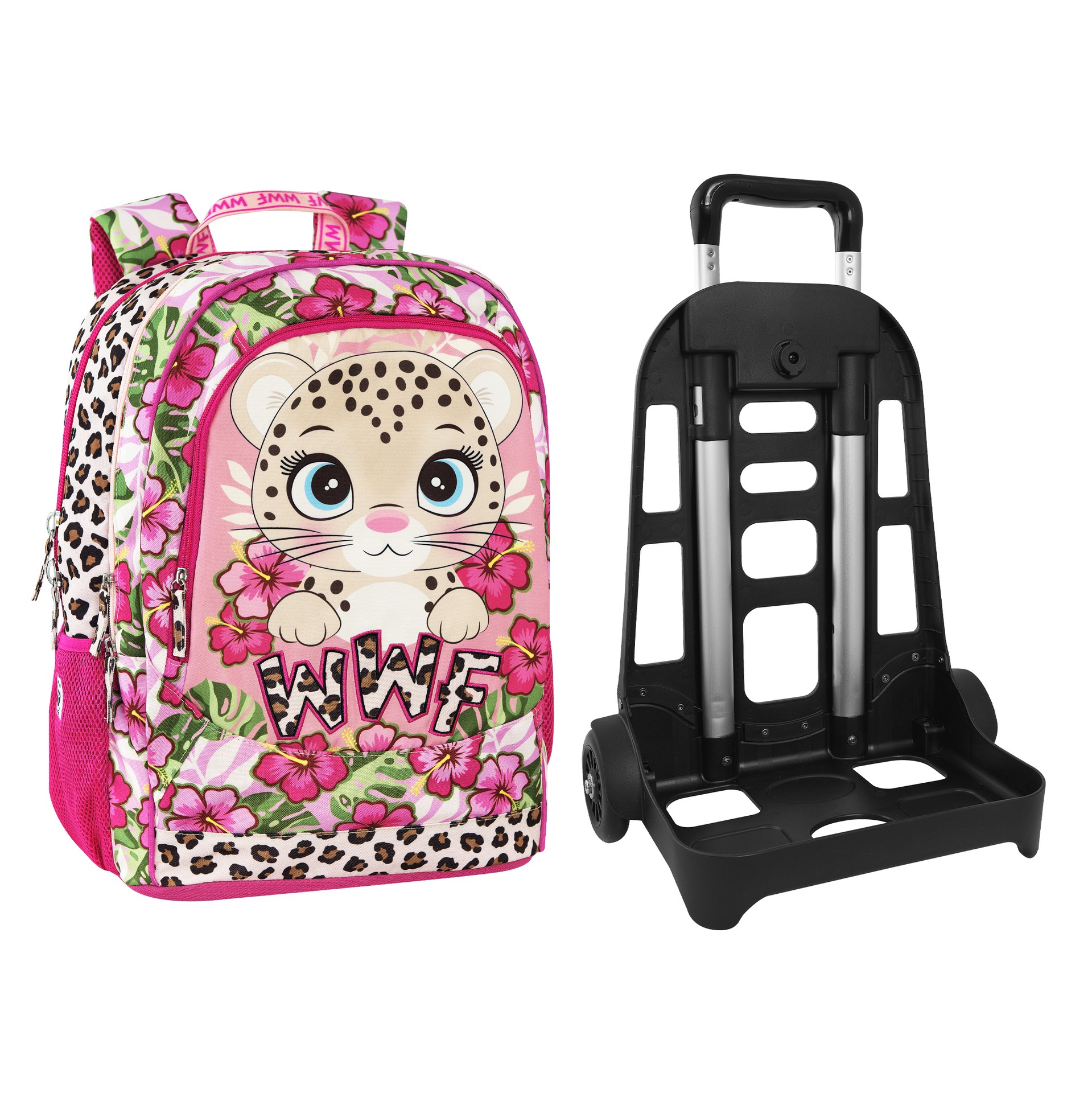 Zaino Organizzato Trolley Staccabile Wwf Illustrato Leopardo - immagine 3