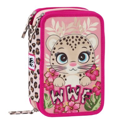 Astuccio 3 Zip Wwf Illustrato Leopardo