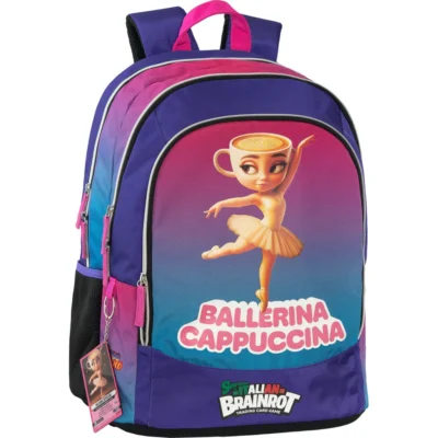 Zaino Scuola Organizzato Ballerina Skifidol Italian Brainrot