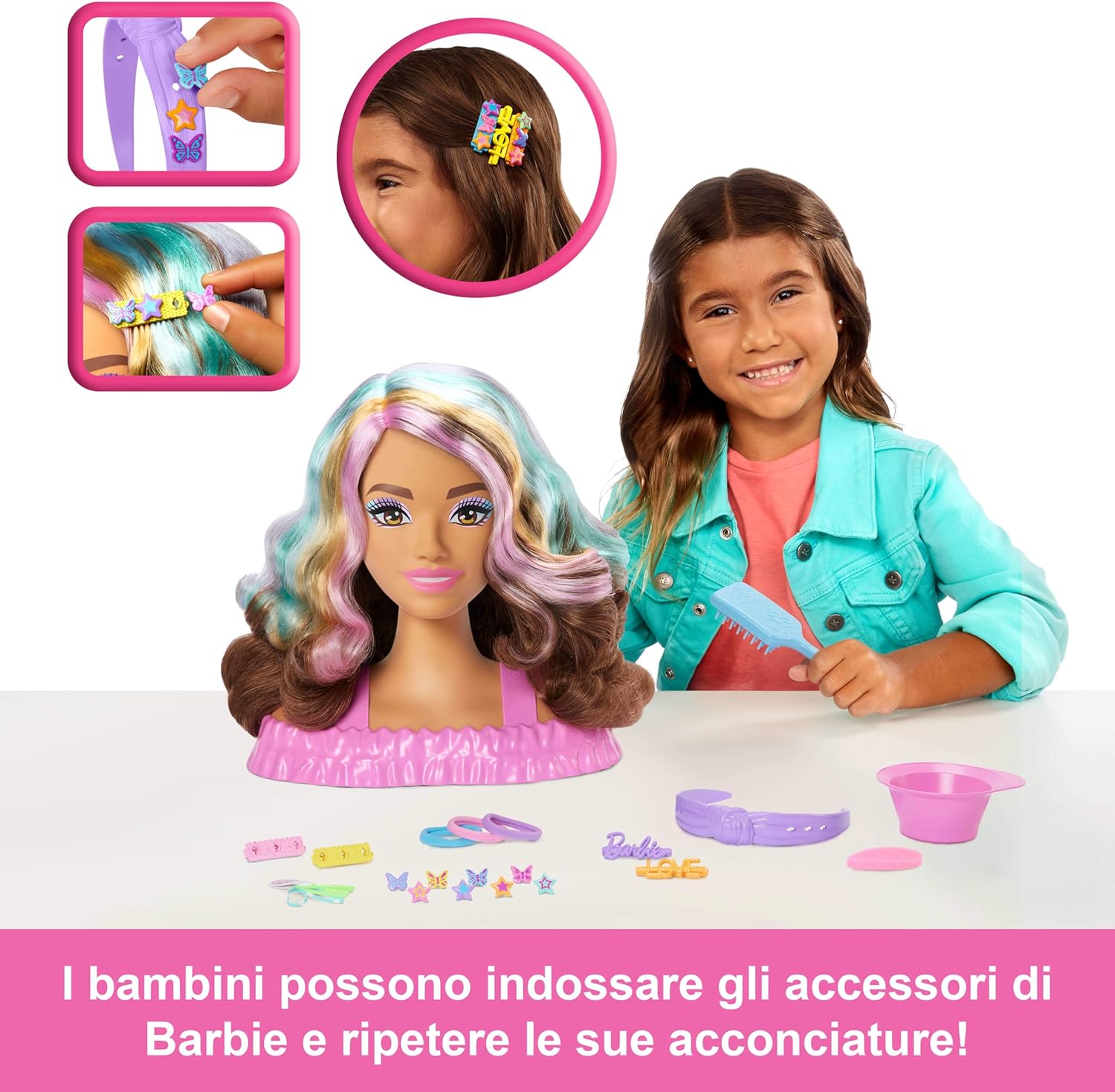 Barbie Testa Deluxe Styling Castana Jfg82 Off - immagine 3